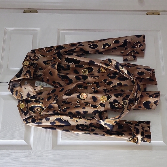 Cache Jackets & Blazers - Cache Brown and Black Leopard Print Double-Breasted Blazer